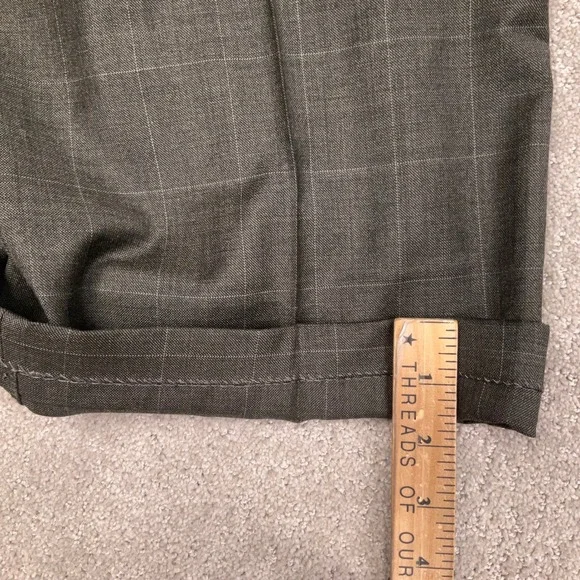Jos A Bank Suit Mens 48L Olive Windowpane Corporate Dapper Timeless Office 2 pc